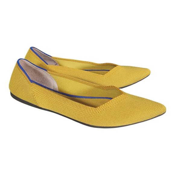 Rothys Pointed Toe Flats - Stylish Women's Ballet Shoes 8.5 Yellow Knit - Picture 1 of 11